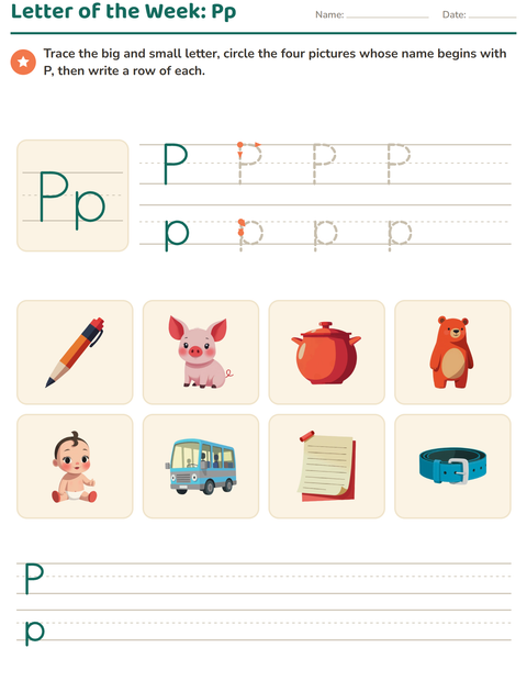Preview of Letter of the Week worksheet for kindergarten