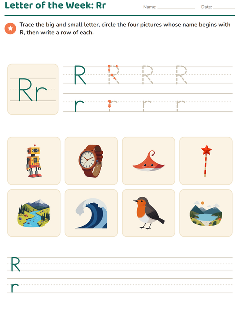 Preview of Letter of the Week worksheet for kindergarten