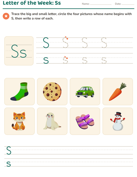 Preview of Letter of the Week worksheet for kindergarten