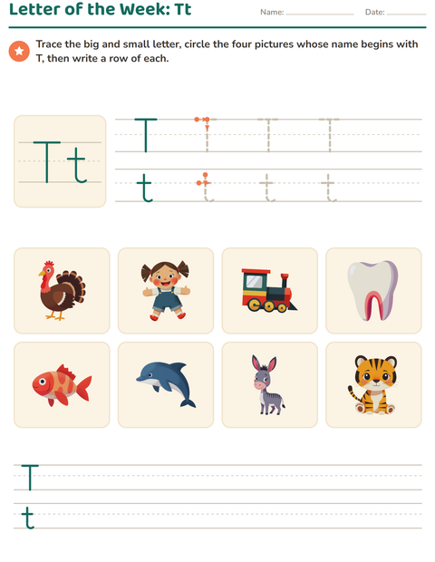 Preview of Letter of the Week worksheet for kindergarten