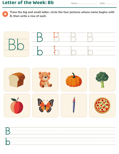 Preview of Letter of the Week worksheet for kindergarten