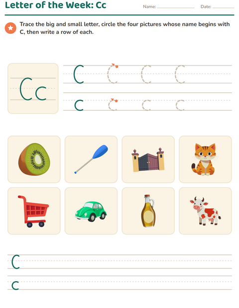 Preview of Letter of the Week worksheet for kindergarten