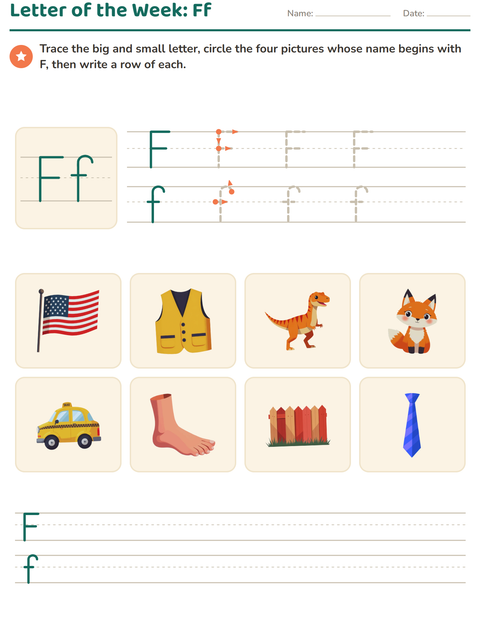 Preview of Letter of the Week worksheet for kindergarten