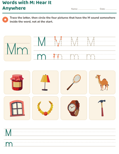 Preview of Words with the Letter: Hear It Anywhere in the Word