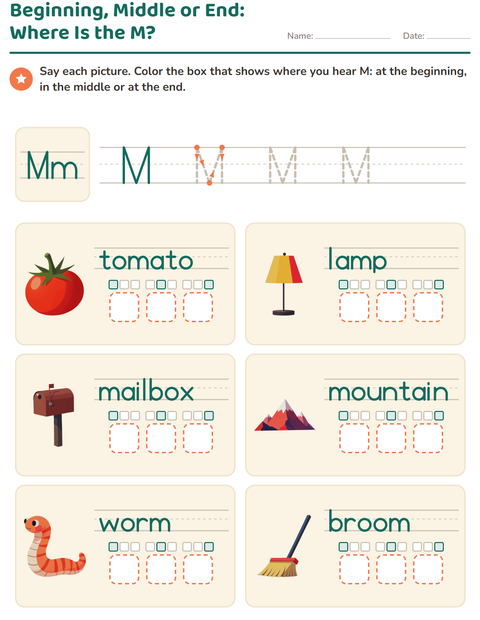 Beginning, Middle or End: Where Is the Letter?