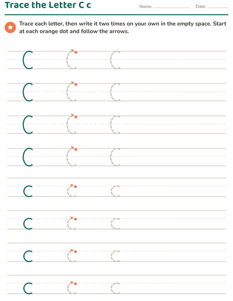 Preview of Letter Tracing worksheet for kindergarten
