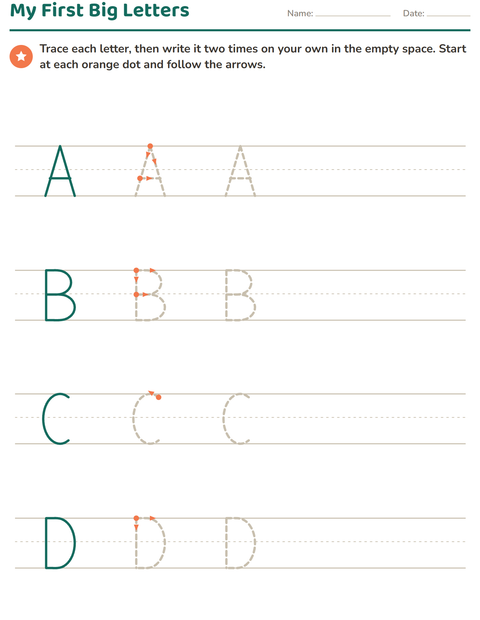 Preview of Letter Tracing worksheet for kindergarten