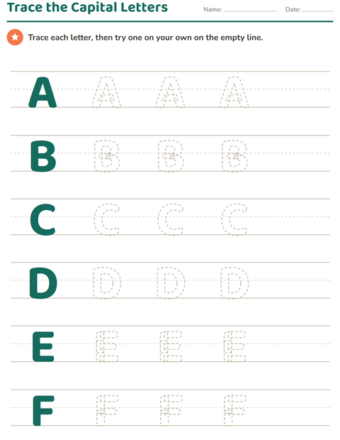 Preview of Letter Tracing worksheet for kindergarten