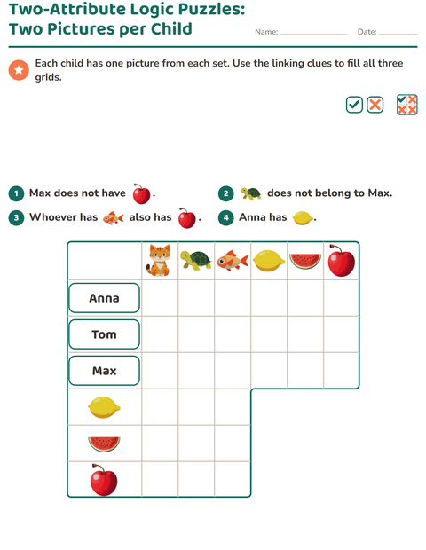 Preview of Logic Grid Puzzles worksheet featuring Pets for grade 3