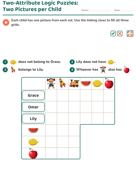 Preview of Logic Grid Puzzles worksheet featuring Toys for grade 3