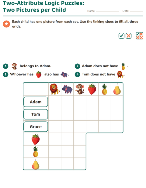 Preview of Logic Grid Puzzles worksheet featuring Zoo Animals for grade 3