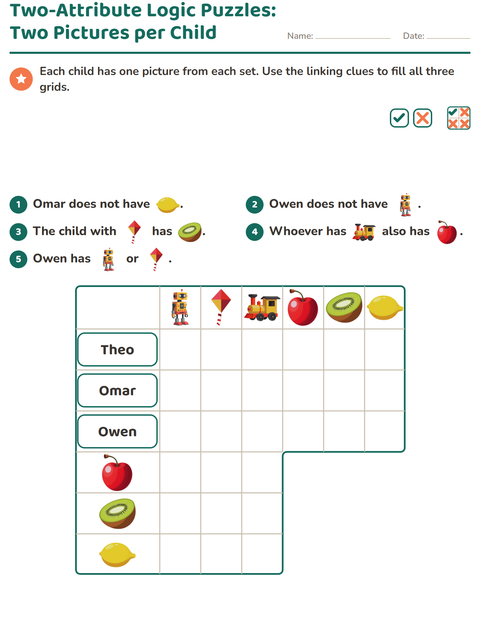 Preview of Logic Grid Puzzles worksheet featuring Toys for grade 3