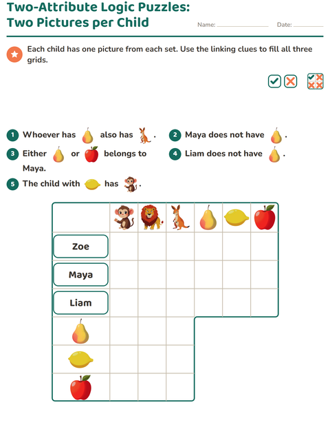 Preview of Logic Grid Puzzles worksheet featuring Zoo Animals for grade 3