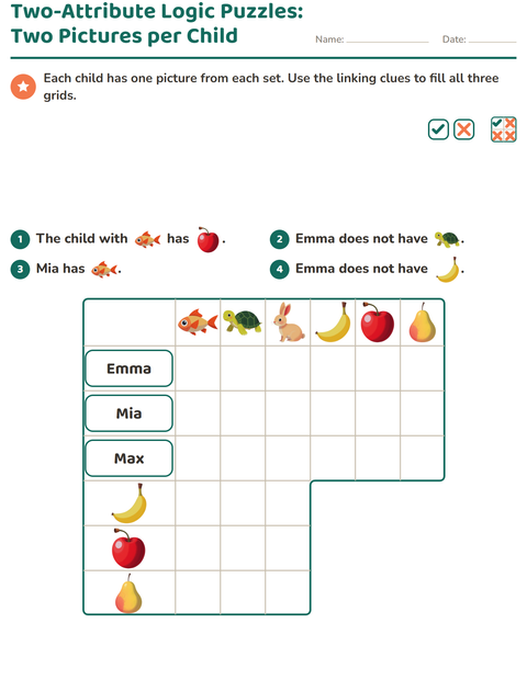 Preview of Logic Grid Puzzles worksheet featuring Pets for grade 3