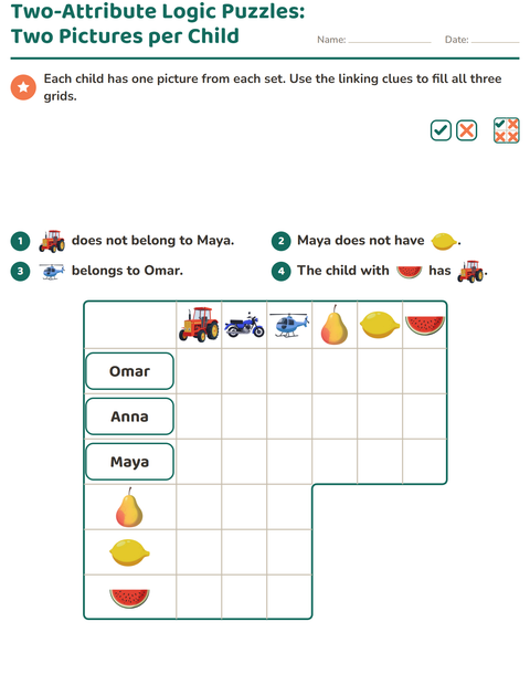 Preview of Logic Grid Puzzles worksheet featuring Vehicles for grade 3