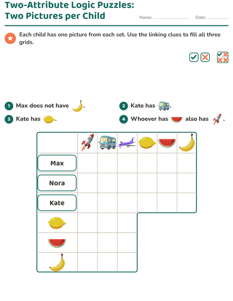Preview of Logic Grid Puzzles worksheet featuring Vehicles for grade 3
