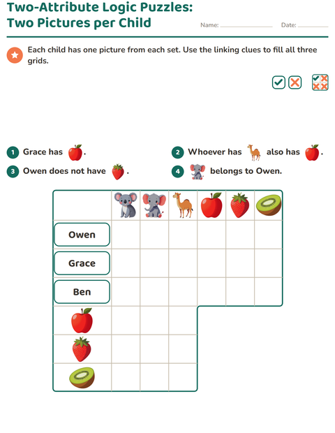 Preview of Logic Grid Puzzles worksheet featuring Zoo Animals for grade 3