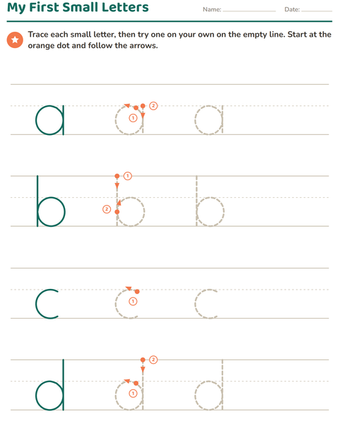 Preview of My First Small Letters — Large Lowercase Tracing
