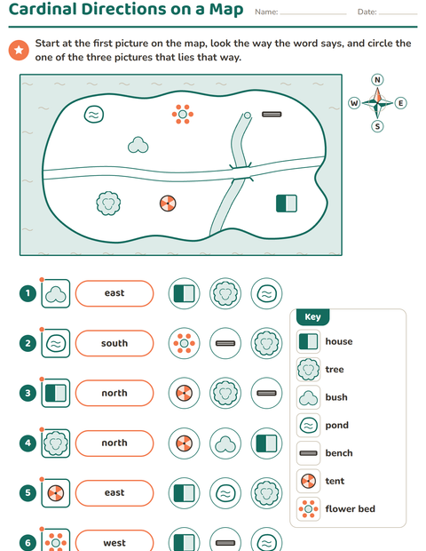 Preview of Map Skills worksheet for grade 2