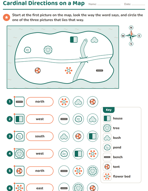 Preview of Map Skills worksheet for grade 2