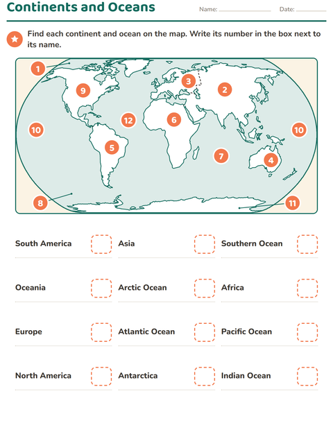 Preview of Map Skills worksheet for grade 3