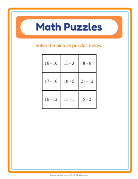 Math Puzzle with Beach Things — Grade 2 — 3