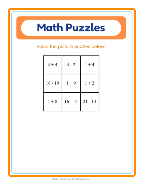 Preview of Math Puzzle with Musical Instruments — Grade 2