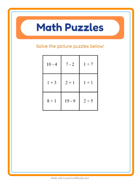 Math Puzzle with Ocean Life — Grade 2