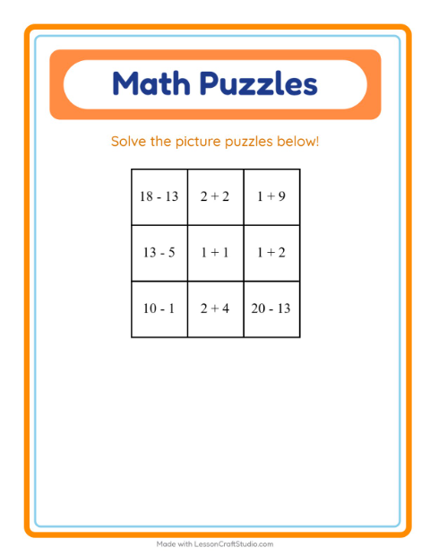 Math Puzzle with Reptiles and Amphibians