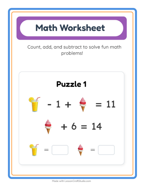 Preview of Math Worksheet worksheet featuring 4th of July for kindergarten