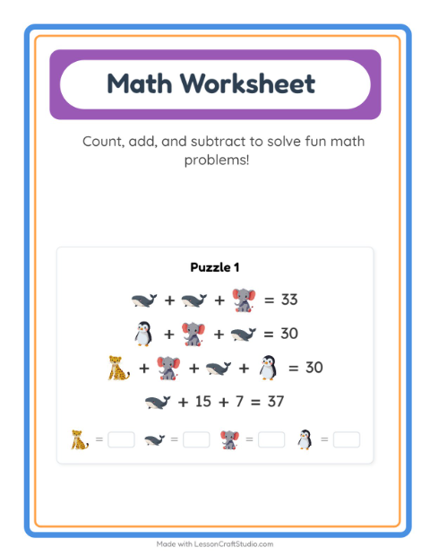 Preview of Math Worksheet worksheet featuring Valentine BW for kindergarten