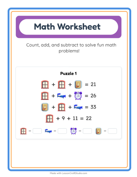Preview of Math Worksheet worksheet featuring Colors for kindergarten