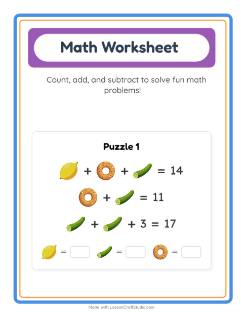 Preview of Math Puzzle worksheet featuring Insects and Bugs for grade 1