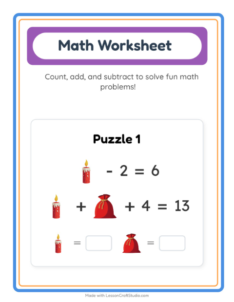 Preview of Math Worksheet worksheet featuring Emotions for kindergarten