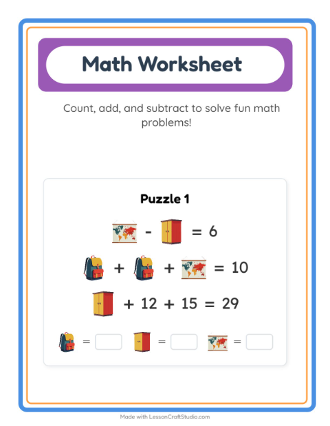 Preview of Code Addition worksheet featuring Body Parts for kindergarten
