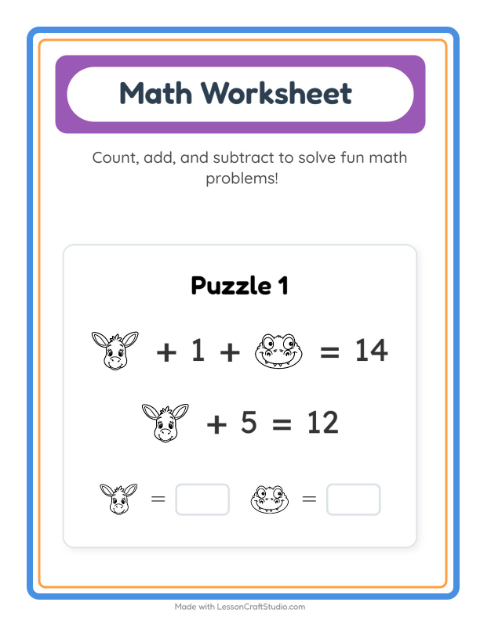 Preview of Math Worksheet worksheet featuring Faces BW for kindergarten