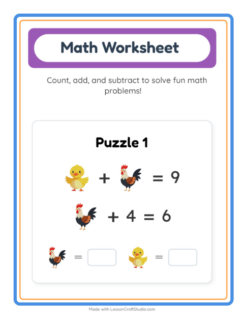 Symbol Math with Farm Animals