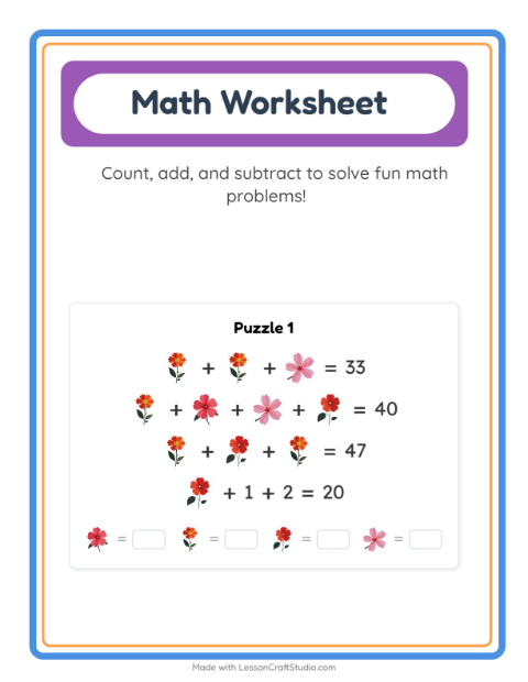 Preview of Find And Count worksheet featuring Animals for preschool