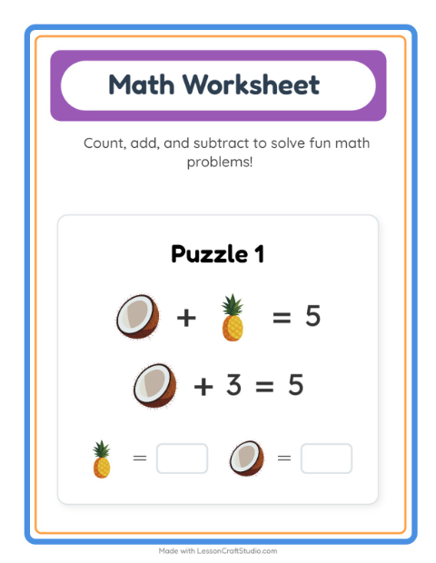 Preview of Symbol Math with Fruits: Solve Each Expression