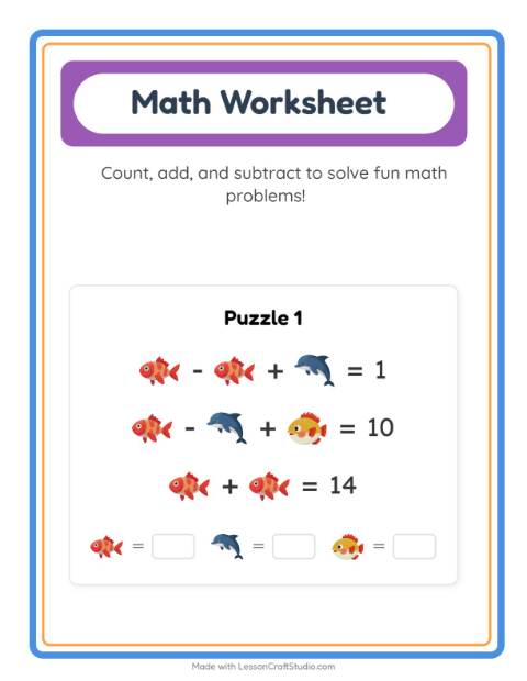 Preview of Picture Trail worksheet featuring Ocean Life for kindergarten