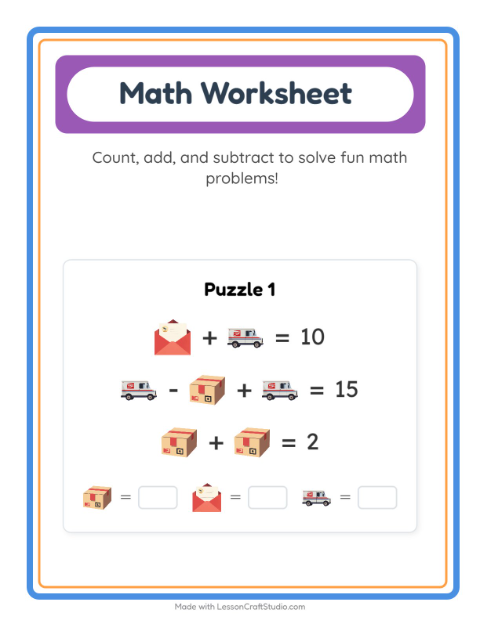 Preview of Addition worksheet featuring Valentine BW for kindergarten