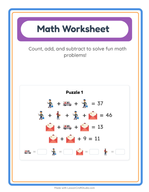 Preview of Math Worksheet worksheet featuring Body Parts for kindergarten