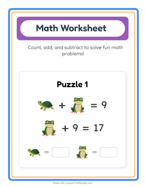 Preview of Subtraction worksheet featuring Space for kindergarten