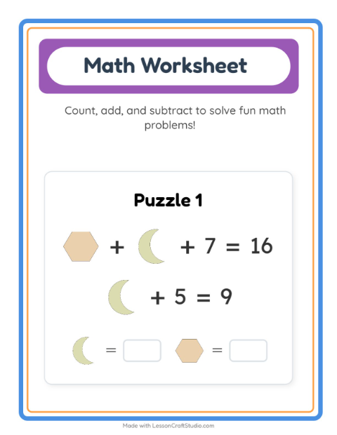 Preview of Symbol Math with Shapes: Solve Each Expression