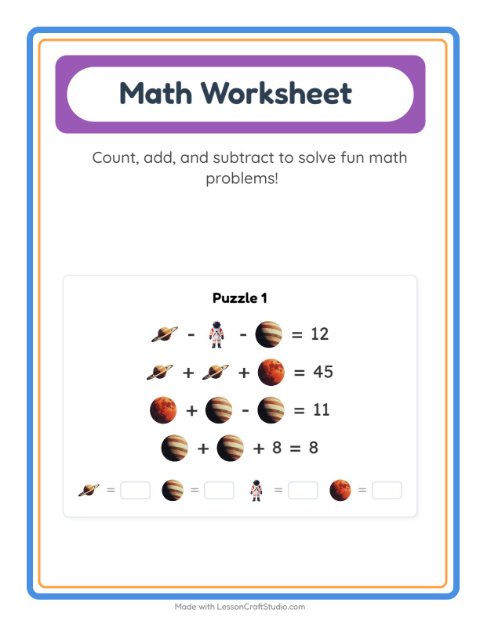 Preview of Subtraction worksheet featuring Clothing for kindergarten