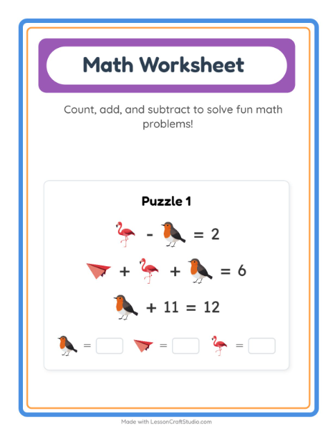 Preview of Find And Count worksheet featuring Animals for preschool