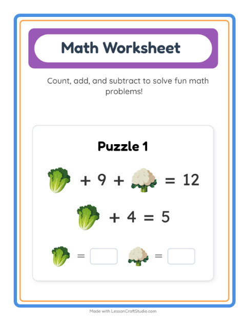Symbol Math with Vegetables