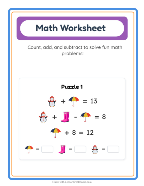 Preview of Math Worksheet worksheet featuring Weather for kindergarten