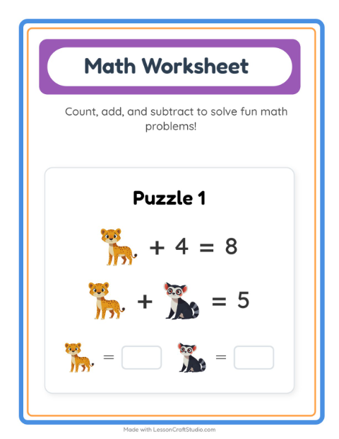 Preview of Find And Count worksheet featuring Forest Creatures for preschool