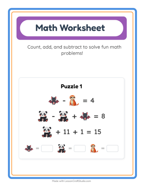Preview of Code Addition worksheet featuring Tools for kindergarten